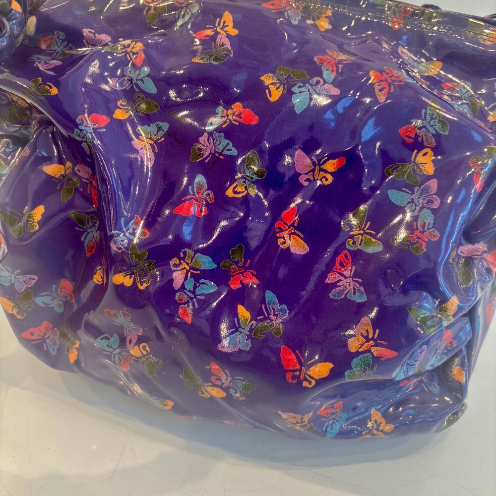 Stunning Bottega Veneta Rare Blue/Purple Butterfly Braided Vinyl Shoulder Bag